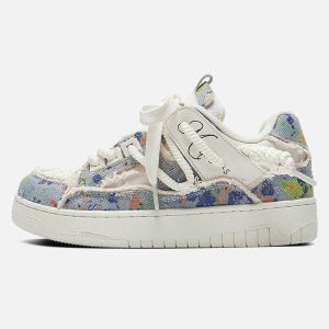 Concert Outfit Destruction Series Tassel Contrast Color Sneakers