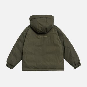 Concert Outfit Detachable Hat Patchwork Winter Coat