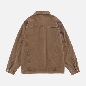 Concert Outfit Detachable Hood Solid Denim Jacket