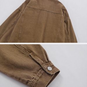 Concert Outfit Detachable Hood Solid Denim Jacket