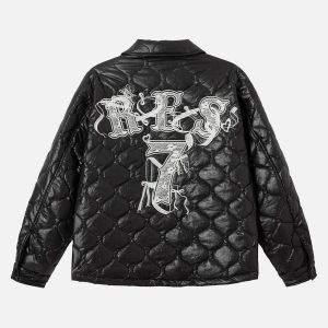 Concert Outfit Diamond Quilted Letter Embroidery Quilted Jacket