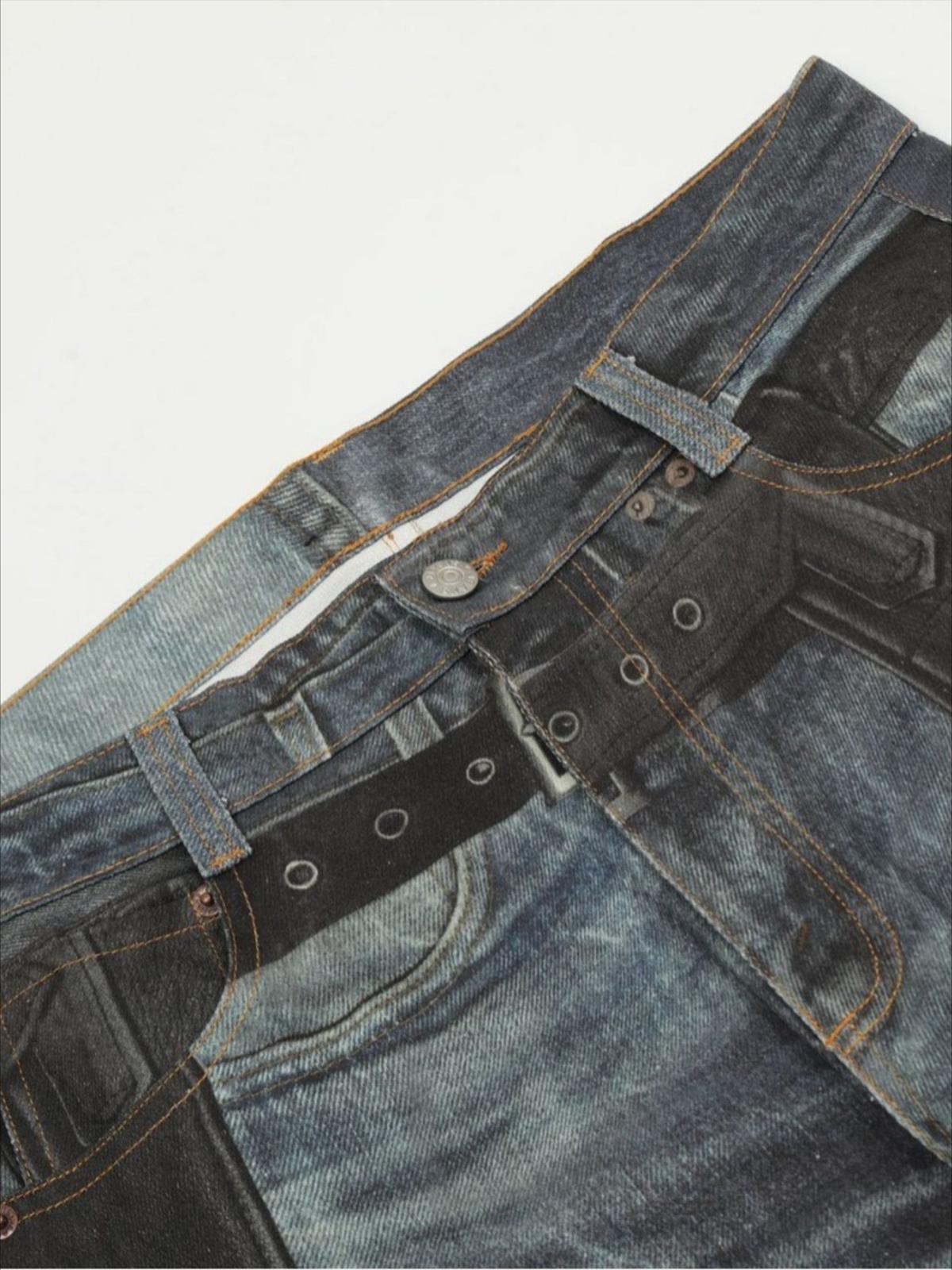 Concert Outfit Digital 3D Printed Fake Two Pair Jeans Concert Outfit Digital 3D Printed Fake Two Pair Jeans