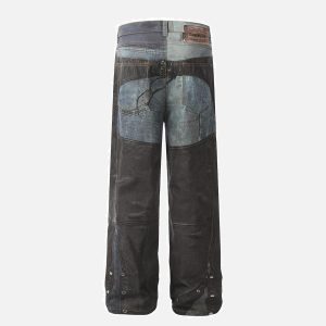 Concert Outfit Digital 3D Printed Fake Two Pair Jeans