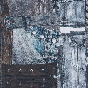 Concert Outfit Digital Printed Faux Panel Jeans