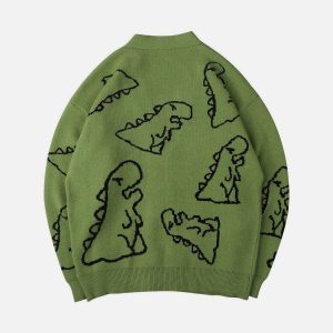 Concert Outfit Dinosaur Cartoon Pattern Knit Cardigan