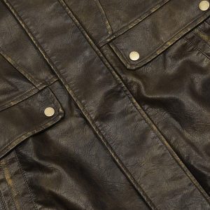 Concert Outfit Dip-Dye Washed Faux Leather Jacket