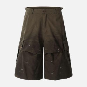 Concert Outfit Dirty Dyed Distressed Cargo Jorts