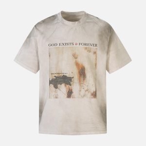 Concert Outfit Dirty-Dyed Washed Crew Neck T-Shirt
