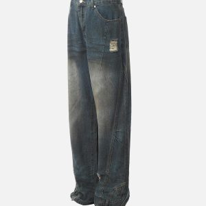 Concert Outfit Dirty Dyed Washed Straight Jeans