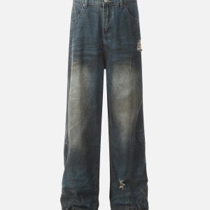 Concert Outfit Dirty Dyed Washed Straight Jeans