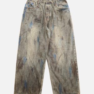 Concert Outfit Dirty-Dyed Wasteland Style Baggy Jeans