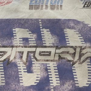 Concert Outfit Dirty Wash Heavy Print Street Rap T-Shirt