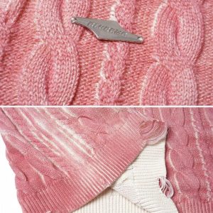 Concert Outfit Distressed Cable Knit Sweater