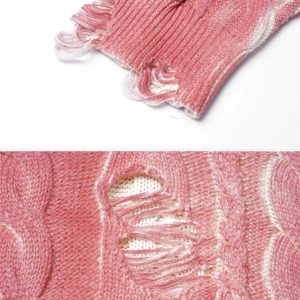 Concert Outfit Distressed Cable Knit Sweater