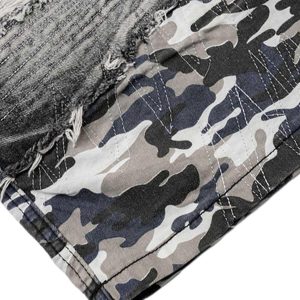 Concert Outfit Distressed Camouflage Denim Shorts