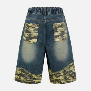Concert Outfit Distressed Camouflage Denim Shorts