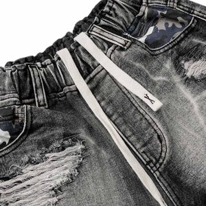 Concert Outfit Distressed Camouflage Denim Shorts