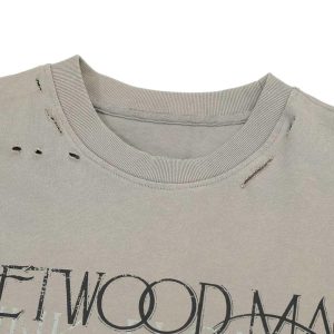 Concert Outfit Distressed Camouflage Faux Two-Piece Graphic T-Shirt