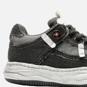 Concert Outfit Distressed Deconstructed Split Whisker Platform Sneakers