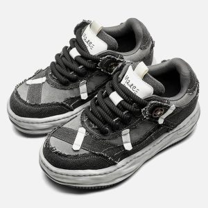 Concert Outfit Distressed Deconstructed Split Whisker Platform Sneakers