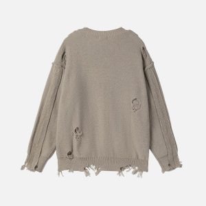 Concert Outfit Distressed Deconstructive Patchwork Sweater