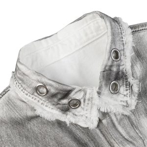 Concert Outfit Distressed Denim Embroidery Jacket