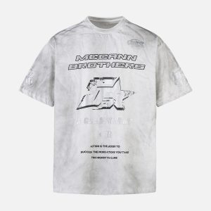 Concert Outfit Distressed Dirty Dyed Print T-Shirt