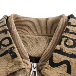 Concert Outfit Distressed  Double-Layer Collar Workwear Jacket