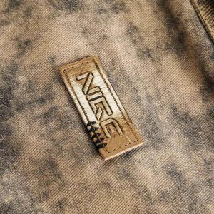 Concert Outfit Distressed  Double-Layer Collar Workwear Jacket