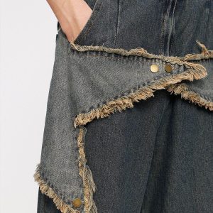 Concert Outfit Distressed Effect Patchwork Star Denim Jeans