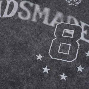 Concert Outfit Distressed Embroidered Denim Collar Polo Shirt