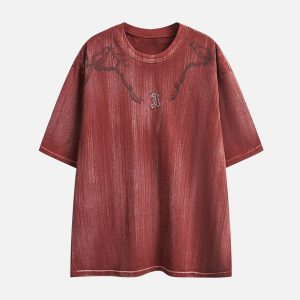 Concert Outfit Distressed Embroidered Letter T-Shirt