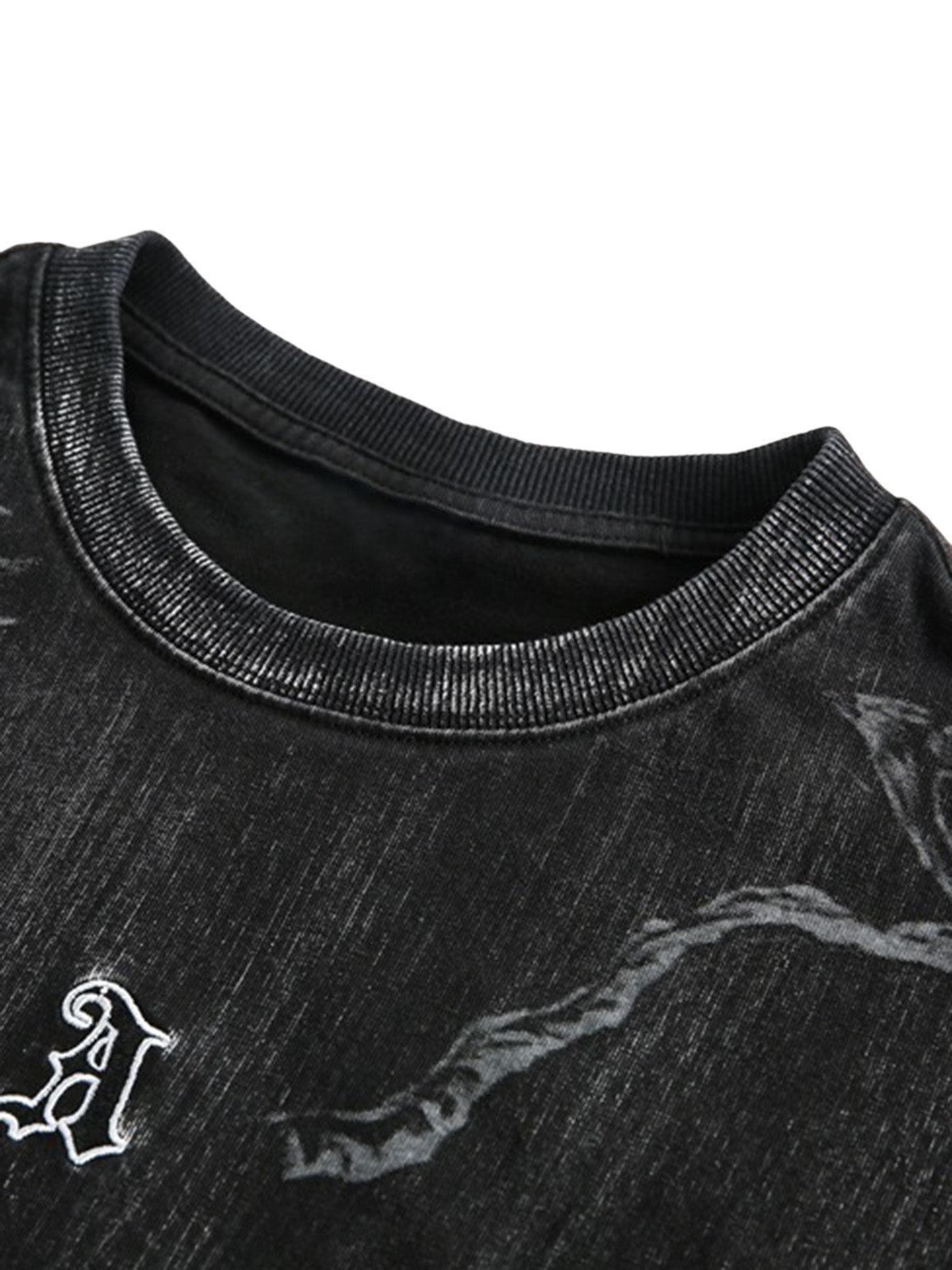 Concert Outfit Distressed Embroidered Letter T-Shirt Concert Outfit Distressed Embroidered Letter T-Shirt