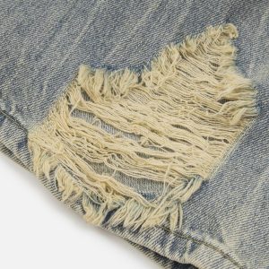 Concert Outfit Distressed Fringe Loose Jeans