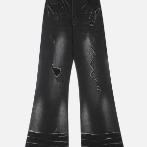 Concert Outfit Distressed Fringe Washed Jeans