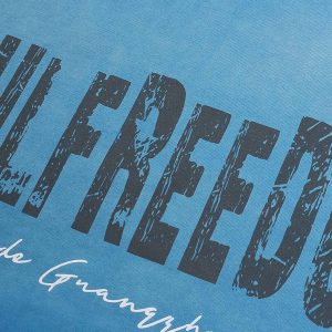 Concert Outfit Distressed Gradient Letter Print Crew Neck T-Shirt