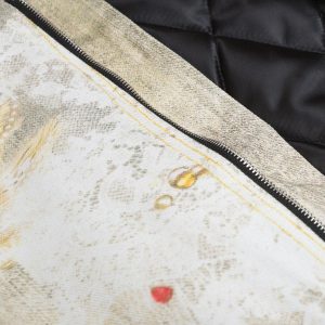 Concert Outfit Distressed Graffiti Gradient Quilted Bomber Jacket