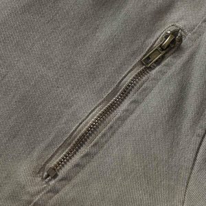 Concert Outfit Distressed Irregular Zip Up Denim Jacket