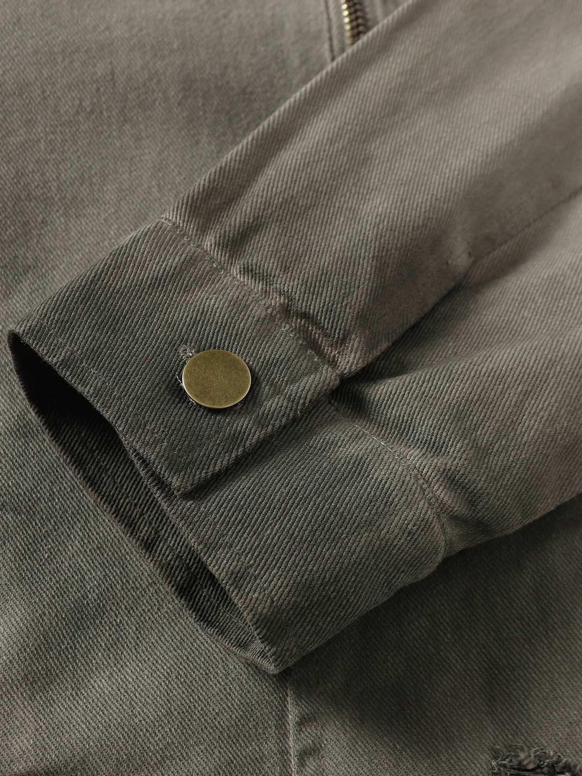 Concert Outfit Distressed Irregular Zip Up Denim Jacket Concert Outfit Distressed Irregular Zip Up Denim Jacket