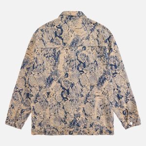 Concert Outfit Distressed Jacquard Denim Jacket
