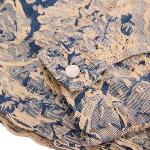 Concert Outfit Distressed Jacquard Denim Jacket