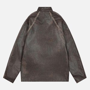 Concert Outfit Distressed Letter Embroidery Motorcycle PU Leather Jacket