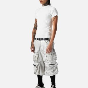 Concert Outfit Distressed Multi-Pocket Cargo Shorts