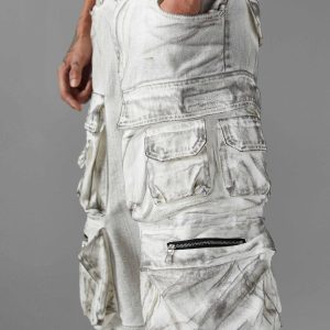 Concert Outfit Distressed Multi-Pocket Cargo Shorts