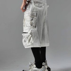 Concert Outfit Distressed Multi-Pocket Cargo Shorts
