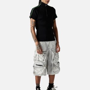 Concert Outfit Distressed Multi-Pocket Cargo Shorts