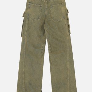 Concert Outfit Distressed Multi Pocket Loose Jeans