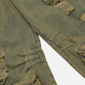 Concert Outfit Distressed Multi Pocket Loose Jeans