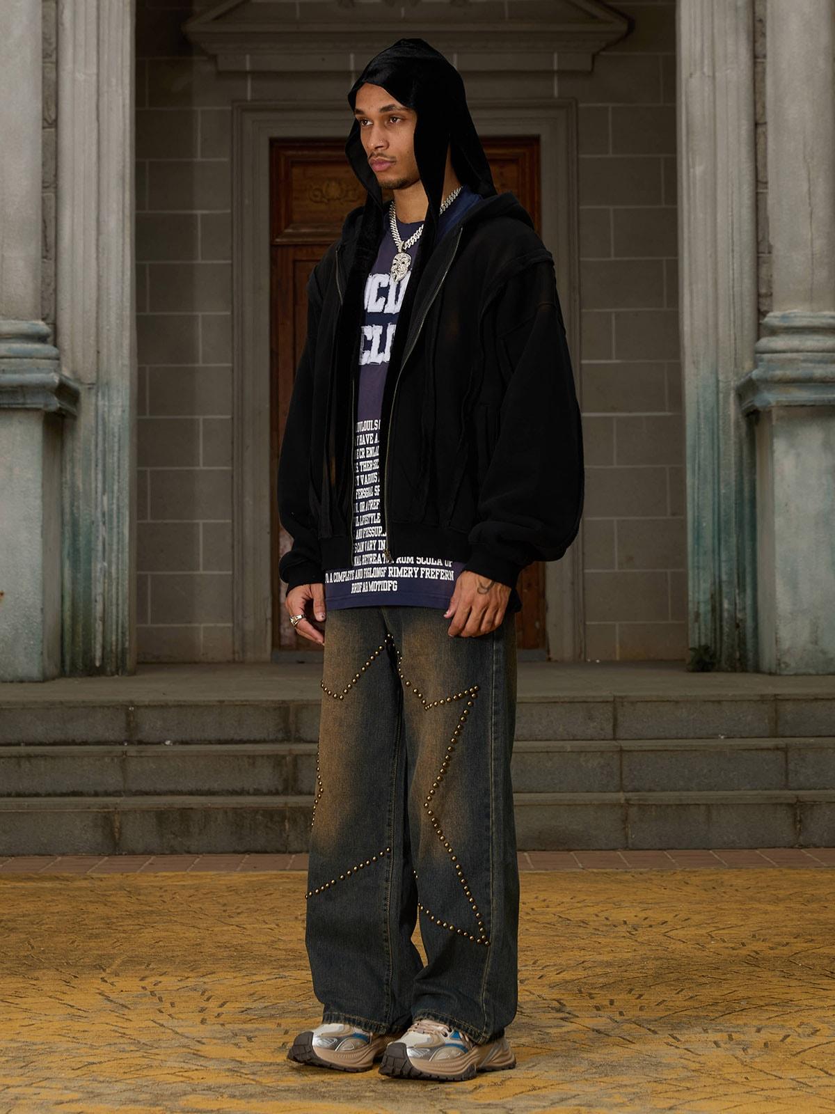 Concert Outfit Distressed Patchwork Velvet Jacket Concert Outfit Distressed Patchwork Velvet Jacket