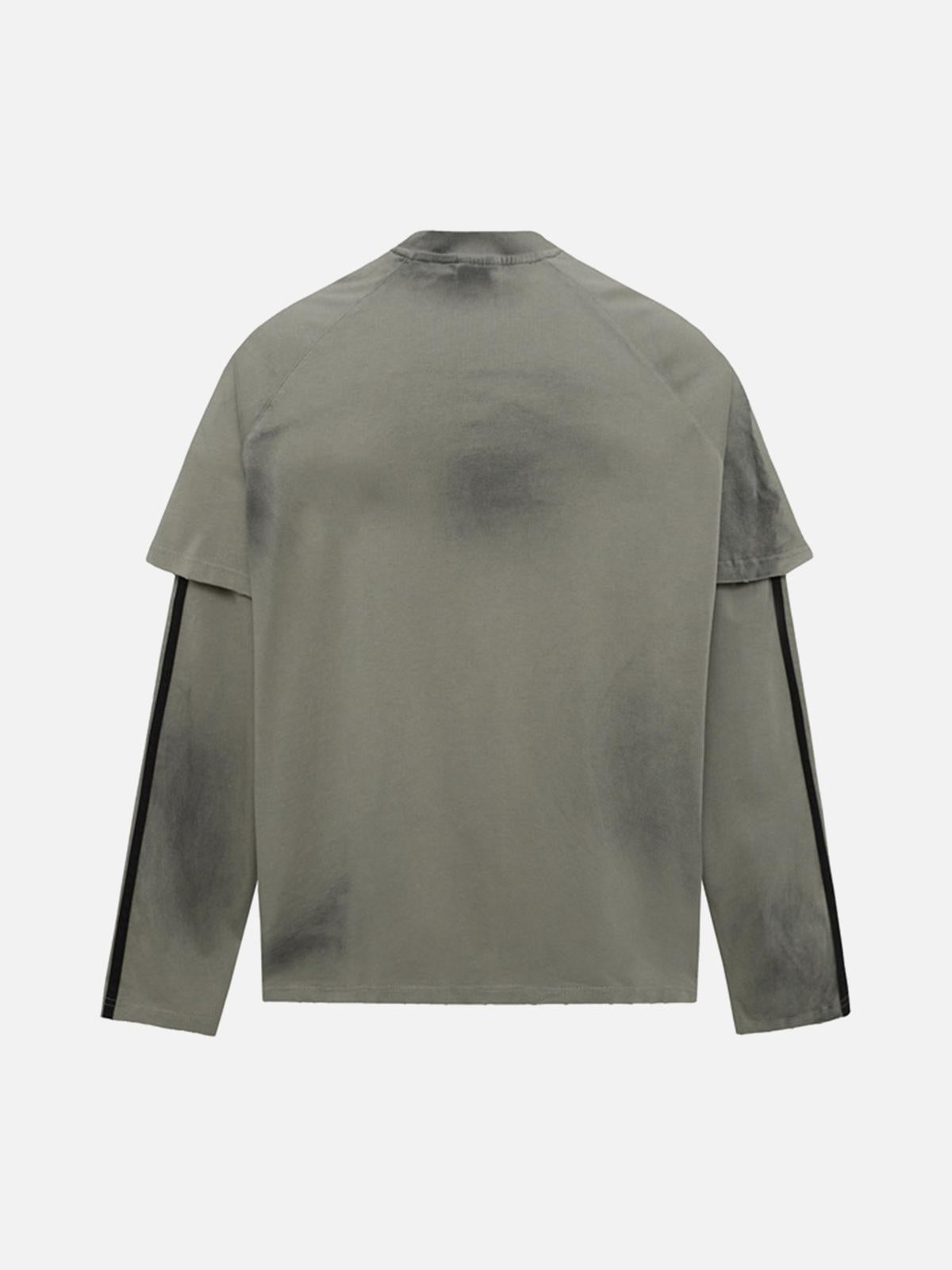 Concert Outfit Distressed Printed Faux Two-Piece Long-Sleeved T-Shirt Concert Outfit Distressed Printed Faux Two-Piece Long-Sleeved T-Shirt